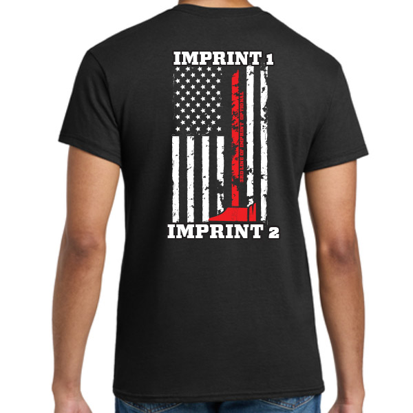 Thin Red Line Firefighter T-Shirt with American Flag
