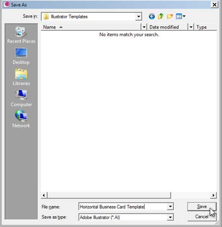 Select Destination and File Name for Template