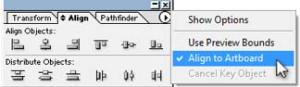 Select Align to Artboard option