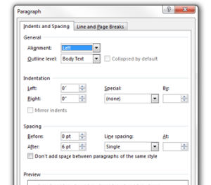line spacing