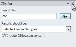 Click on "X" to Close Clip Art Window