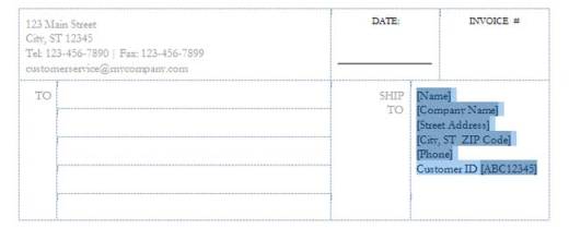 Highlighting Text Next to "SHIP TO"