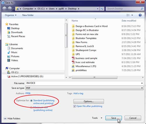 Optimize PDF for Print and Save