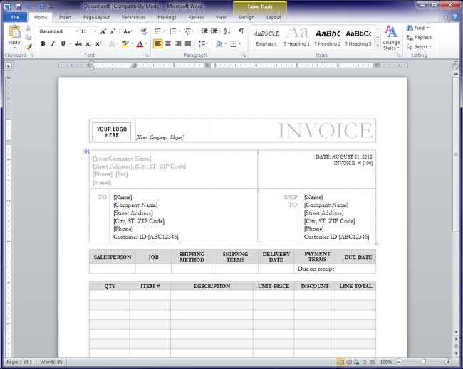 Invoice Template Ready for Editing