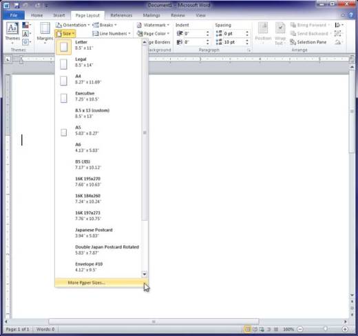 Change Size of Word Document