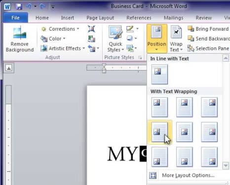 Select Desired Position for Logo