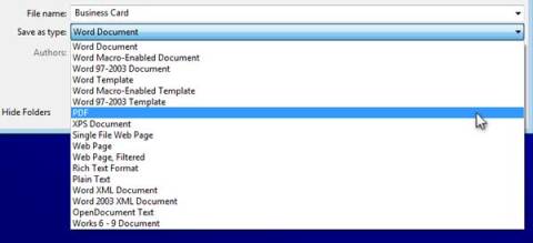 Saving Your Business Card as a PDF