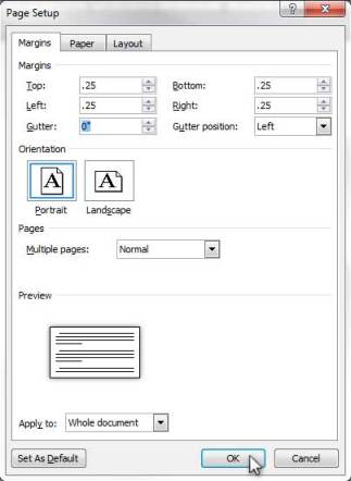 Setting Up Margins for Business Card