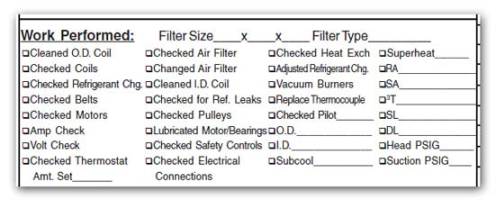 HVAC Form Components - Check List