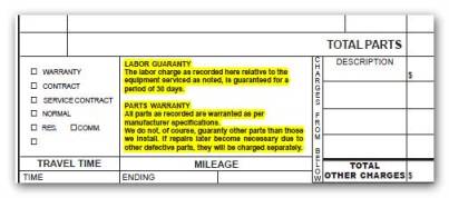 HVAC Form Components - Warranty