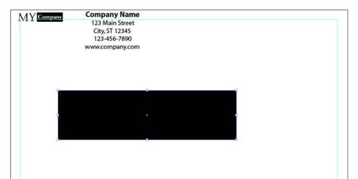 Illustrator Form Tut - 4.5" x 1.25" Black Rectangle Placed on Artboard
