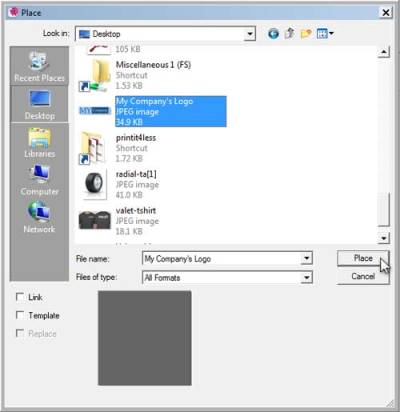 Illustrator Form Tut - Selecting Logo to Place on Artboard