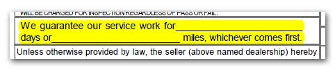 Auto Form Components - Service Guarantee