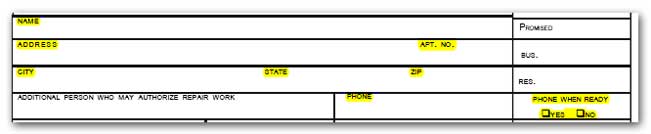 Auto Form Components - Customer's Info