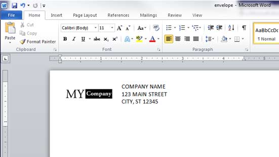 Word Env #10 Tutorial - Logo Vertically Centered to Address