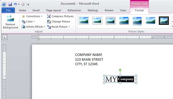 Word Env #10 Tutorial - Move Logo to Center of Envelope