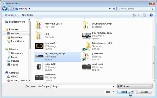 Word Env #10 Tutorial - Insert Picture Dialog Box