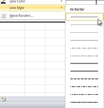 Design Invoice In Excel - Select Thin Solid Line