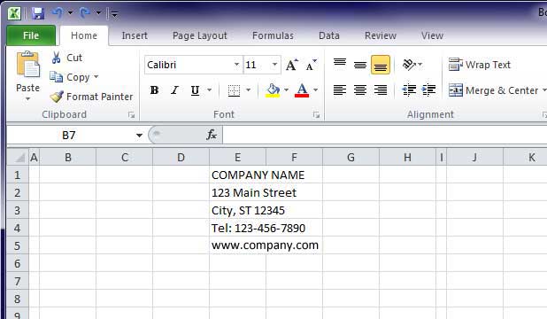 Design Invoice In Excel - Columns A & I With Width of 1