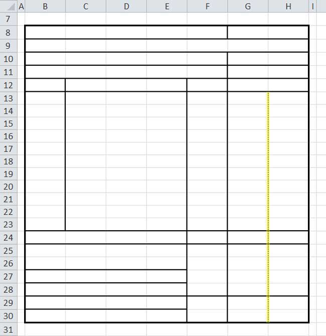 Design Invoice In Excel - Draw Dotted Line in Amount Column