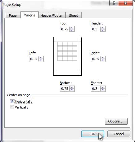 Design Invoice In Excel - Center Document on Page