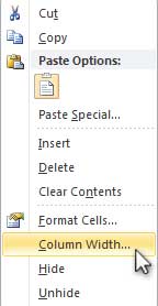 Design Invoice In Excel - Select Column Width