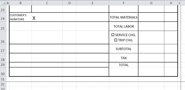 Design Invoice In Excel - Change Height for Rows 26 & 29