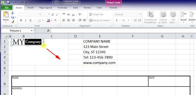 Design Invoice In Excel - Resize Logo
