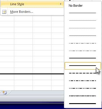 Design Invoice In Excel - Select Medium Thick Line