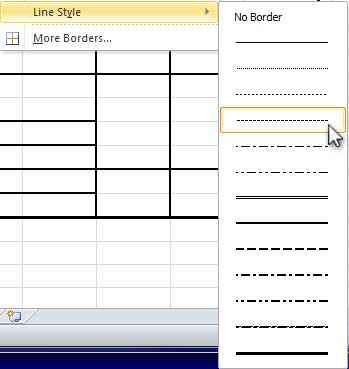 Design Invoice In Excel - Select Dotted Line