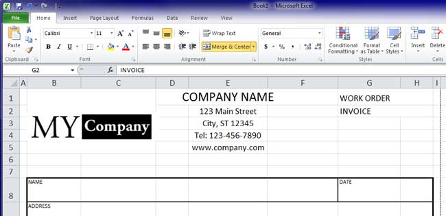 Design Invoice In Excel - Invoice Cell