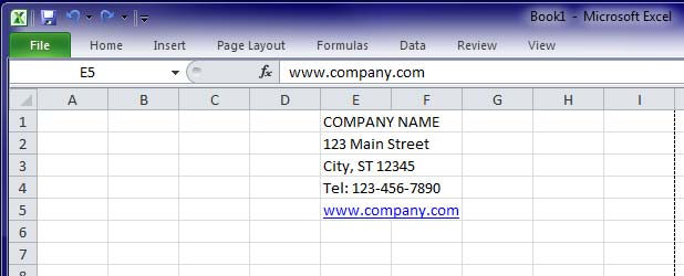 Design Invoice In Excel - Entering Company Information