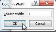 Design Invoice In Excel - Enter Column Width as 1