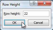 Design Invoice In Excel - Enter 22 for Row Height