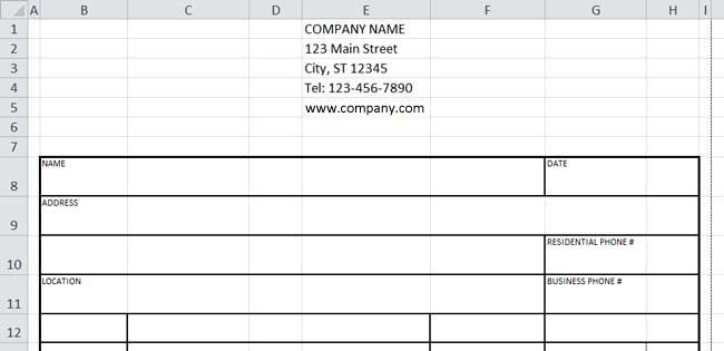 Design Invoice In Excel - Height of Customer Info Rows Increased