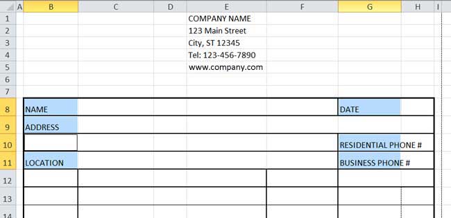 Design Invoice In Excel - Select Cells with Text