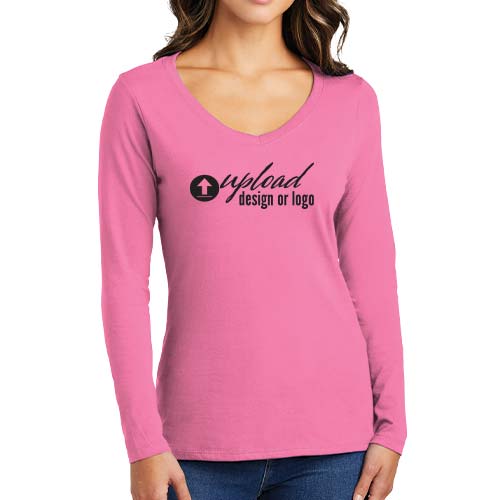 Custom Ladies Long Sleeve V-Neck Shirts