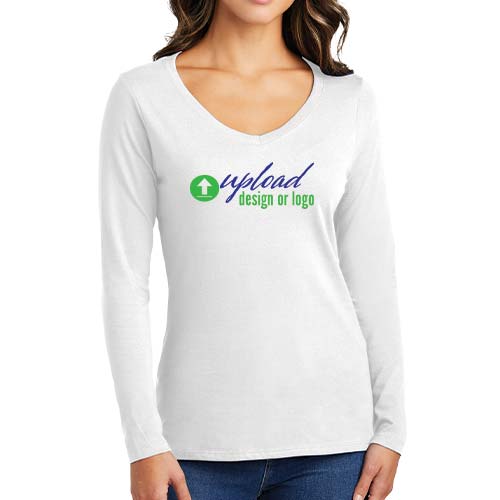 Custom Ladies Long Sleeve V-Neck Tees – Full Color
