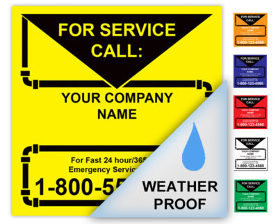 Plumbing Service Call Label – Weatherproof