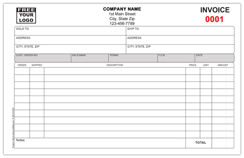 Invoice form 760 2-Part or 3-Part