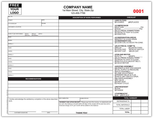 HVAC Repair Checklist Form