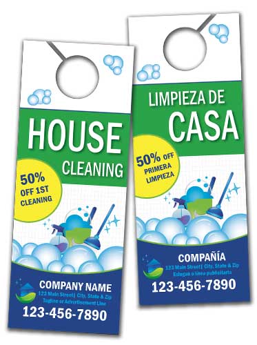 Home Cleaning Door Hanger – English and Spanish