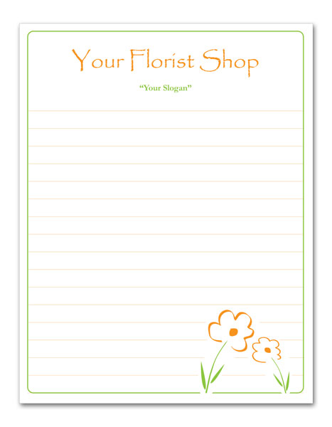 Florist Shop Notepad – Half Page