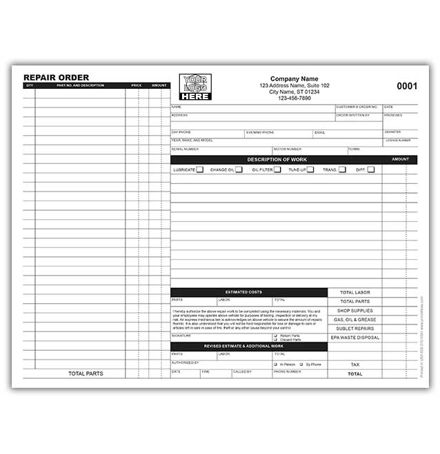 Garage Repair Forms