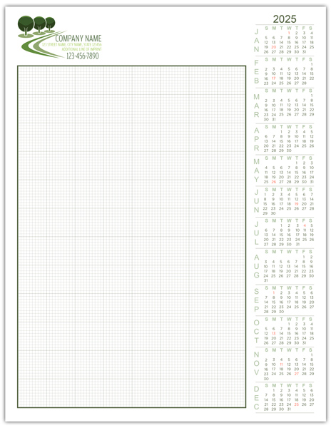 Lawn Care Calendar Notepad with Grid