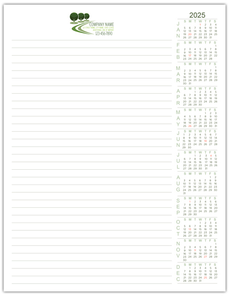 Lawn Care Calendar Notepad