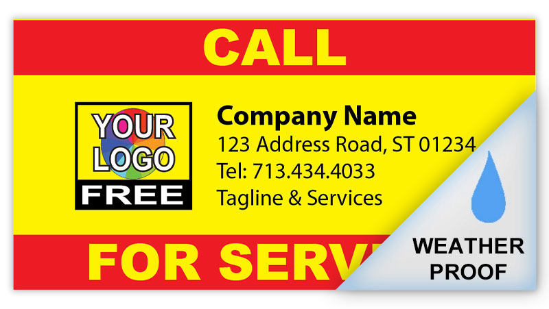 Custom Call for Service Label – Weatherproof