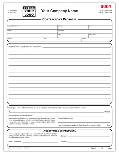 Contractor Bid Proposal Form