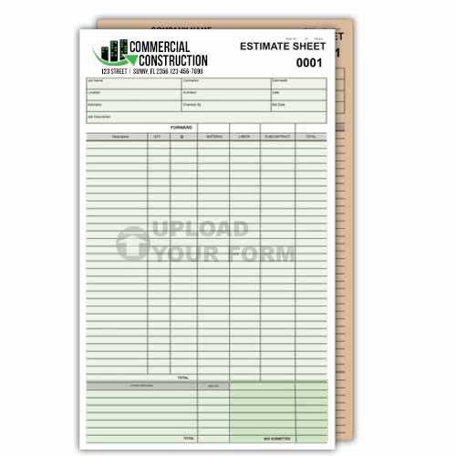 Multi-Color 2 Part Carbonless Form Legal Size – Hard Back