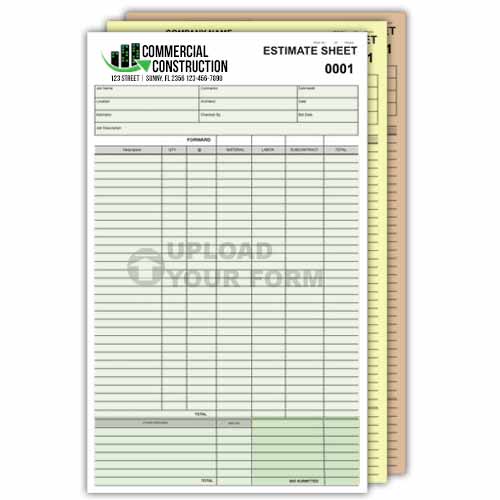 Multi-Color 3 Part Carbonless Form Legal Size – Hard Back